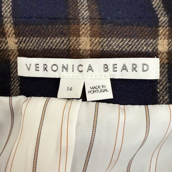 Veronica Beard Double Basted Blazer Size 14 Navy Plaid Wool Oria Dickey Academia - Picture 11 of 16